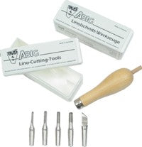 Abig Wooden handled Beech Lino Handle & 5 carving tools