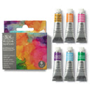 Set of Winsor & Newton watercolor paint tubes with packaging on a white background