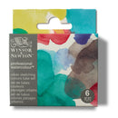Winsor & Newton watercolor set packaging with colorful abstract design on a white background