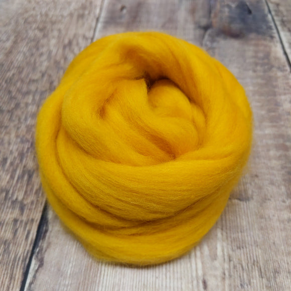 Corriedale Wool Top -  Golden Yellow 220g e - Clearance