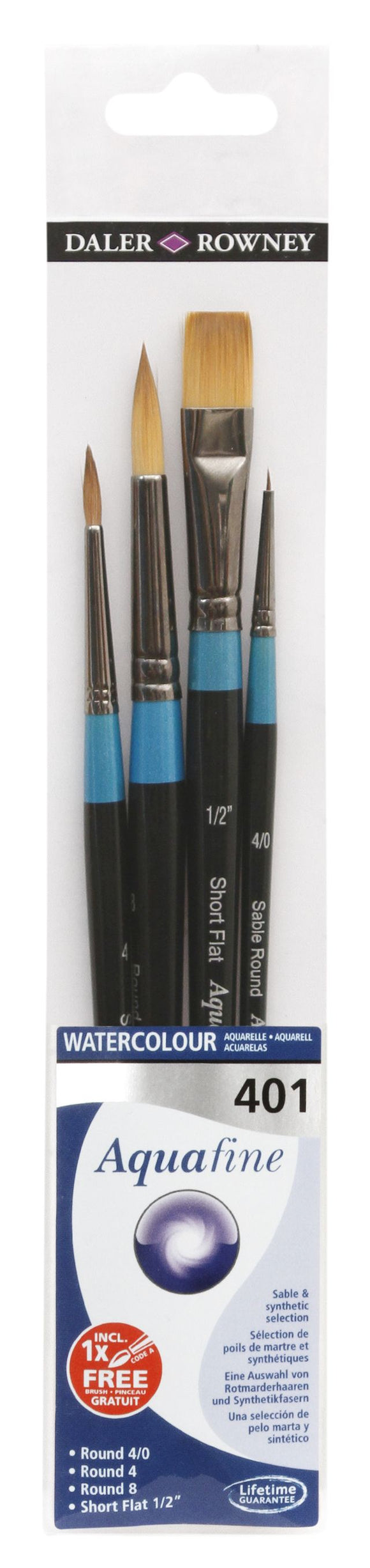Daler Rowney Aquafine Watercolour Wallet Brush Set 401