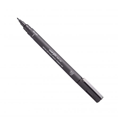 Uni Pin Fine Line Dark Grey Waterproof Drawing Pen Brush tip