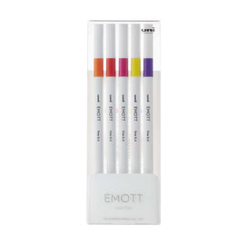 Set of 5 uni-ball - EMOTT Fine Liner Pens & stand - Passion No2