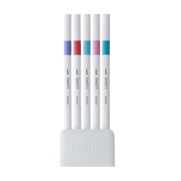 Set of 5 uni-ball - EMOTT Fine Liner Pens & stand - Candy Pop Nº 5