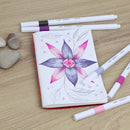 Set of 5 uni-ball - EMOTT Fine Liner Pens & stand - Floral Nº 7