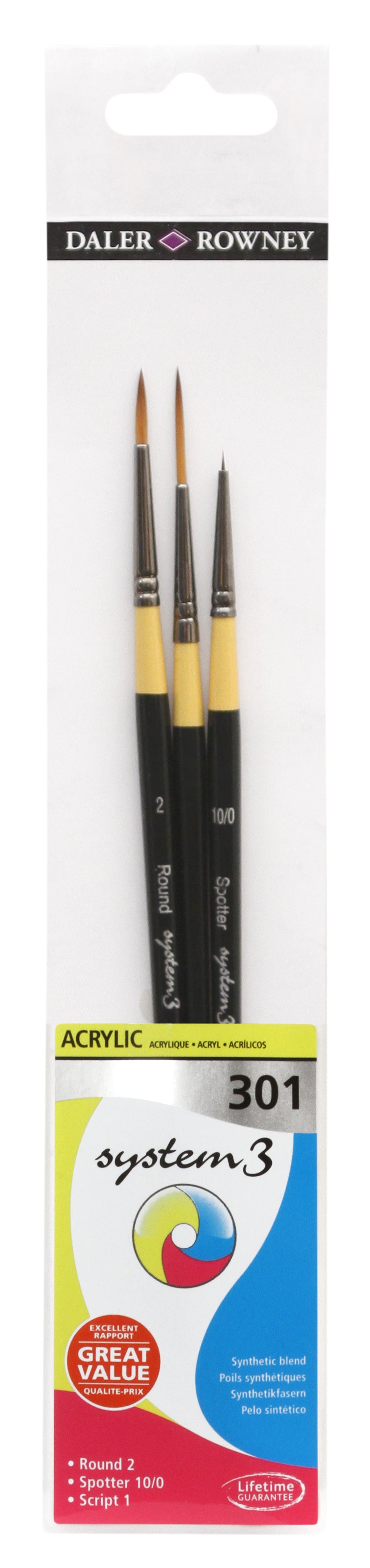 Daler Rowney System 3 Acrylic Brush Set Classic Set 301