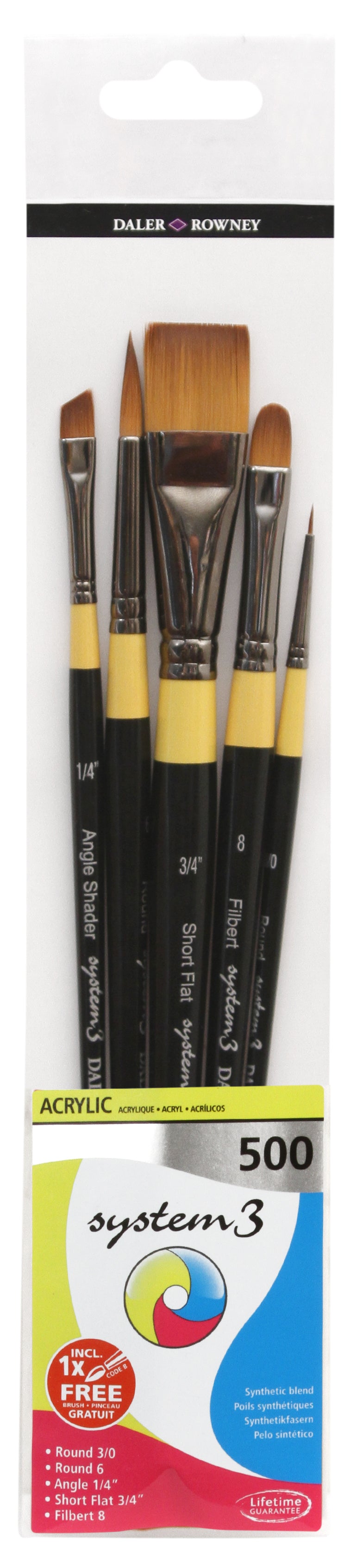 Daler Rowney System 3 Acrylic Brush Set 500