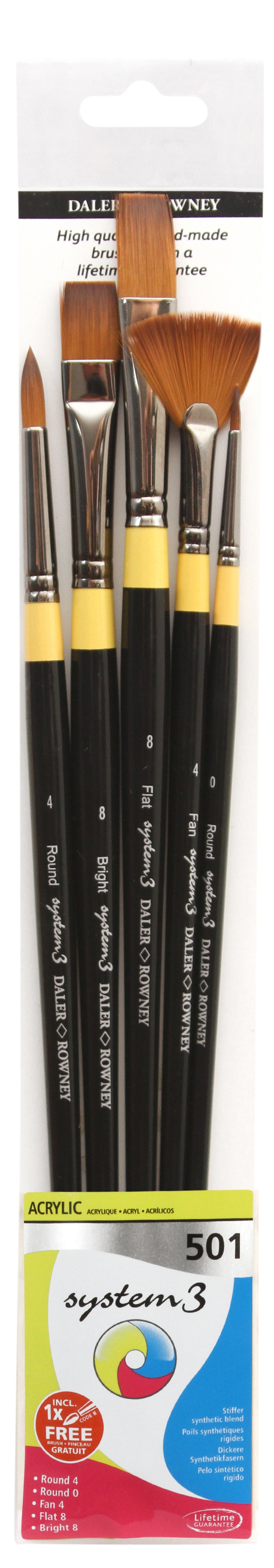 Daler Rowney System 3 Acrylic Brush Set 501