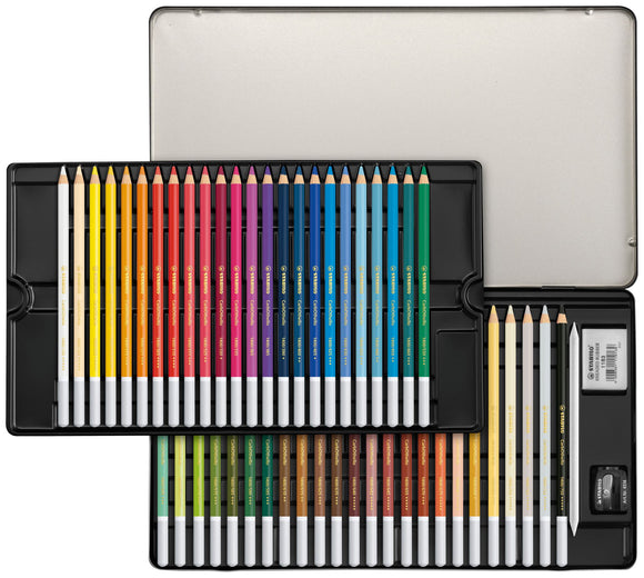 STABILO CarbOthello Pastel Arty + Coloured pencils tin of mixed colour artist pastels