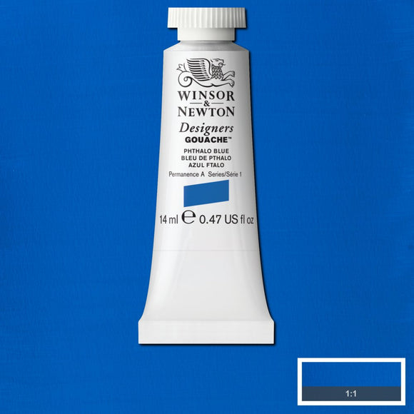 Winsor & Newton Designers Gouache paint 14 mls Phthalo Blue
