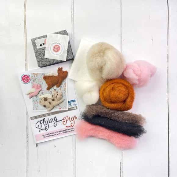 The Crafty Kit Company Flying Pigs Needle Felting Craft Kit