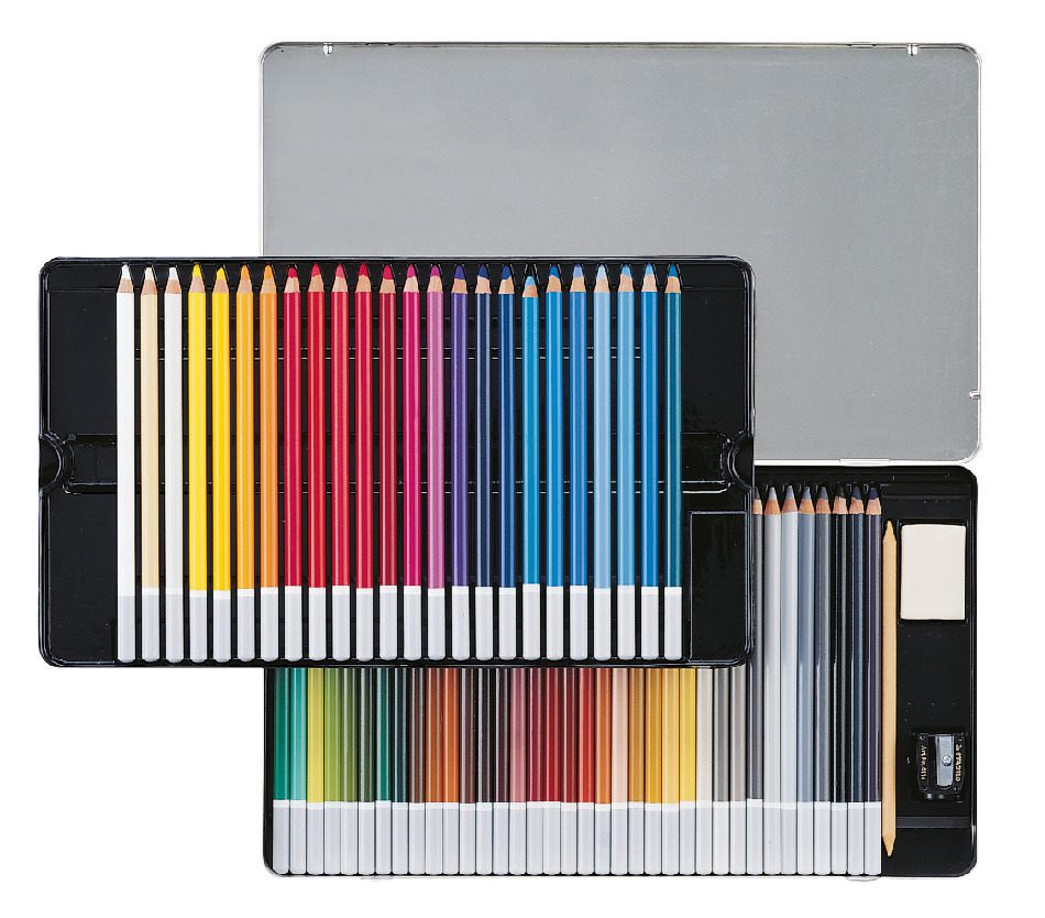 STABILO CarbOthello Pastel Arty + Coloured pencils tin of 60 + Sharpener , Eraser & Blender