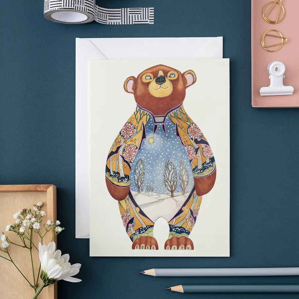 The DM Collection Bear in the Snow Greetings Card & Envelope