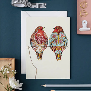 The DM Collection Two Robins Greetings Card & Envelope