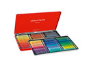 Set of Caran d'Ache pastels in a red tin on a white background