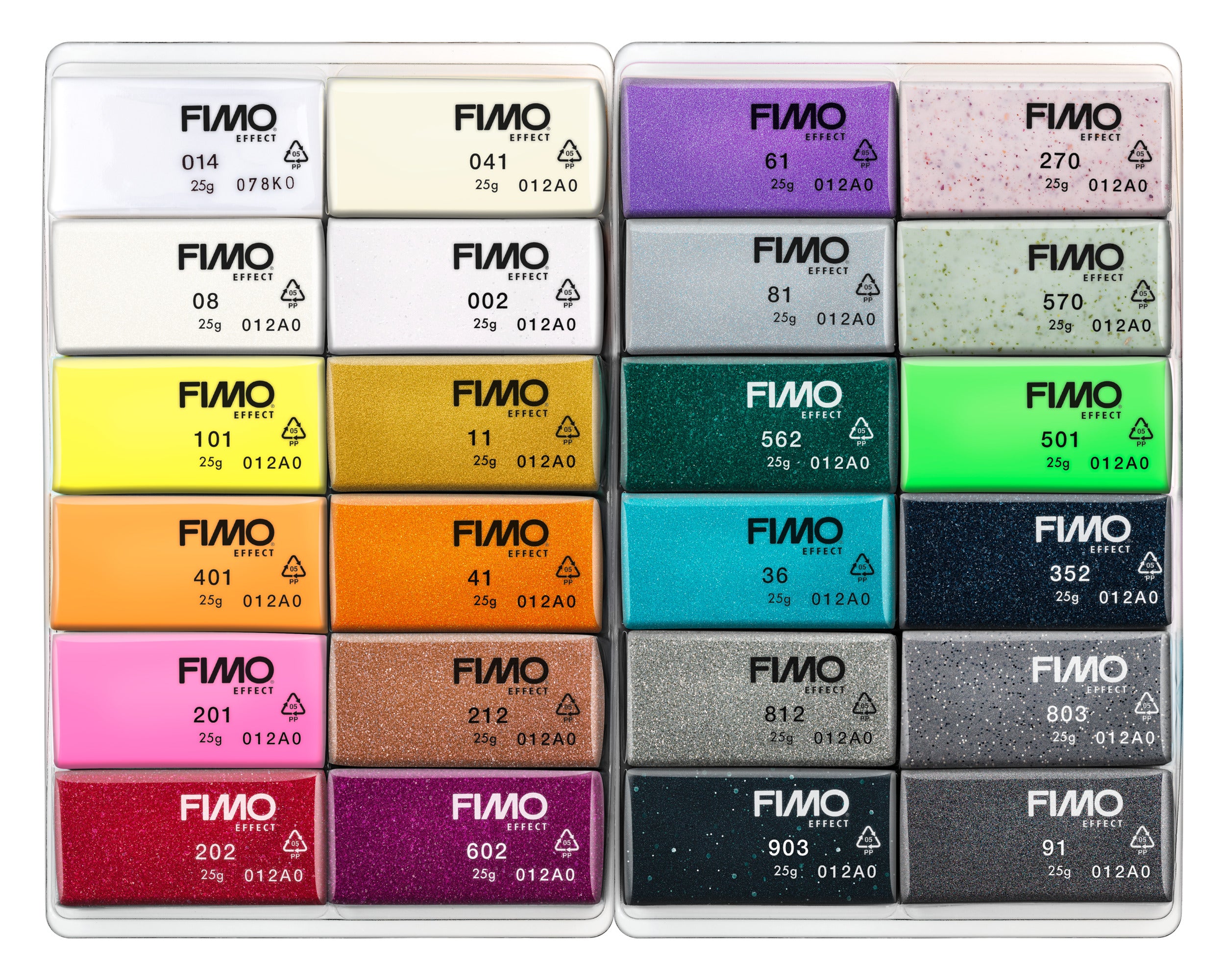 FIMO Effect Colour Pack - Box of 24 blocks Half Blocks 25g