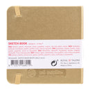 Gold sketchbook with label and branding on a white background