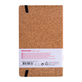 Cork sketchbook with a visible brand label on a white background