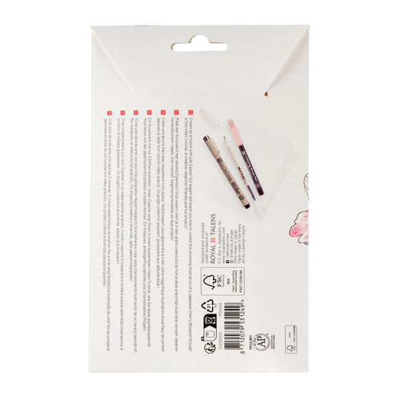 Back of a packaging for Royal & Langnickel art supplies with text and product images.