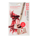 Gakure Micron Samurai Creative Kit packaging with a samurai illustration and pen.