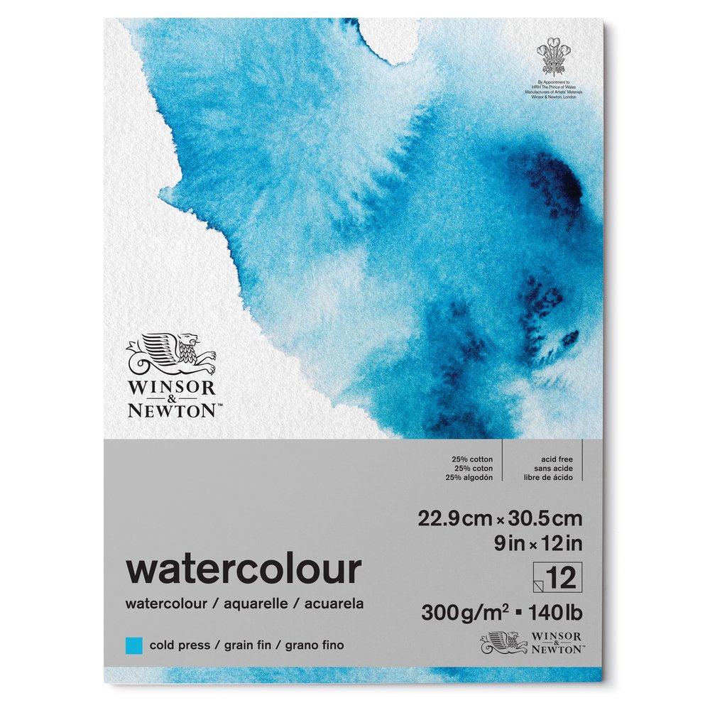 Winsor & Newton 25% Cotton Watercolour Paper Cold Pressed 300gsm pad 9x12 "