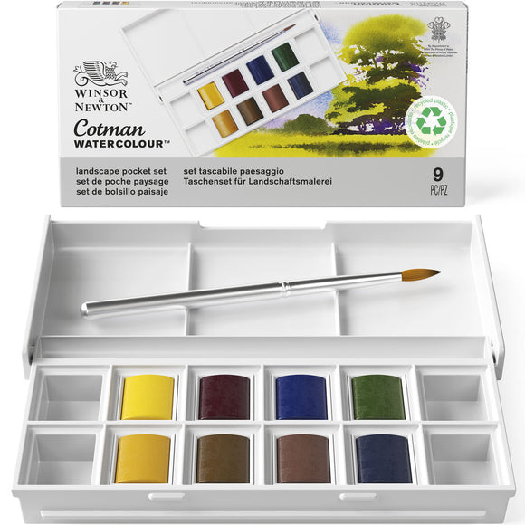Winsor & Newton Landscape Watercolour Cotman Paint compact Set 8 Half Pans