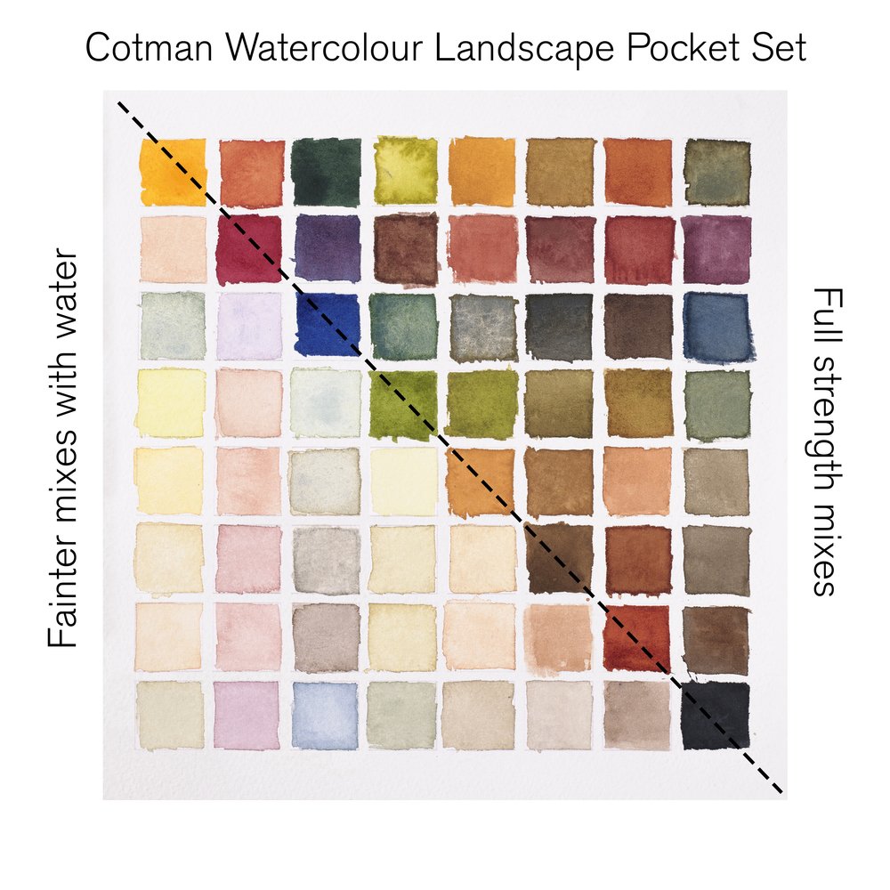 Winsor & Newton Landscape Watercolour Cotman Paint compact Set 8 Half Pans