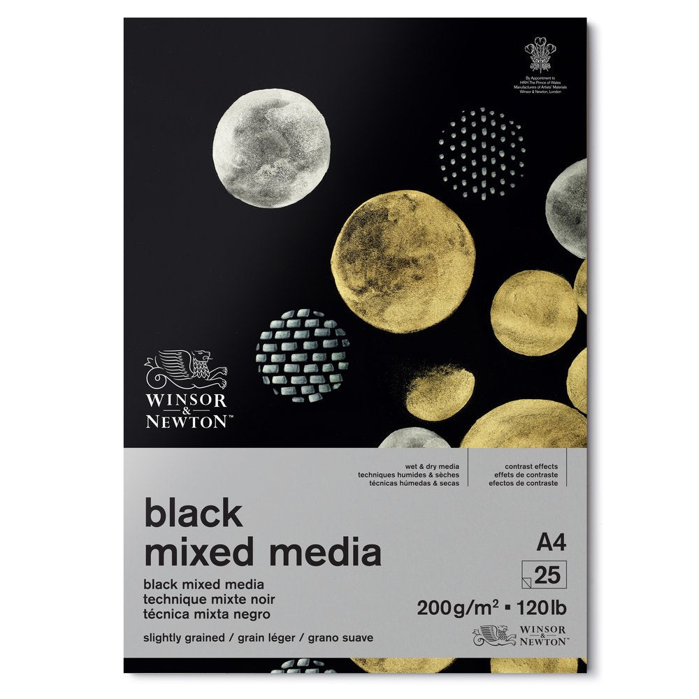 Winsor & Newton Black Mixed Media Pad 200gsm/120lb - A4