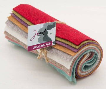 Wool Mix Handicraft Felt Square 6 x 6 inches Mixed Winter pack of 10 squares