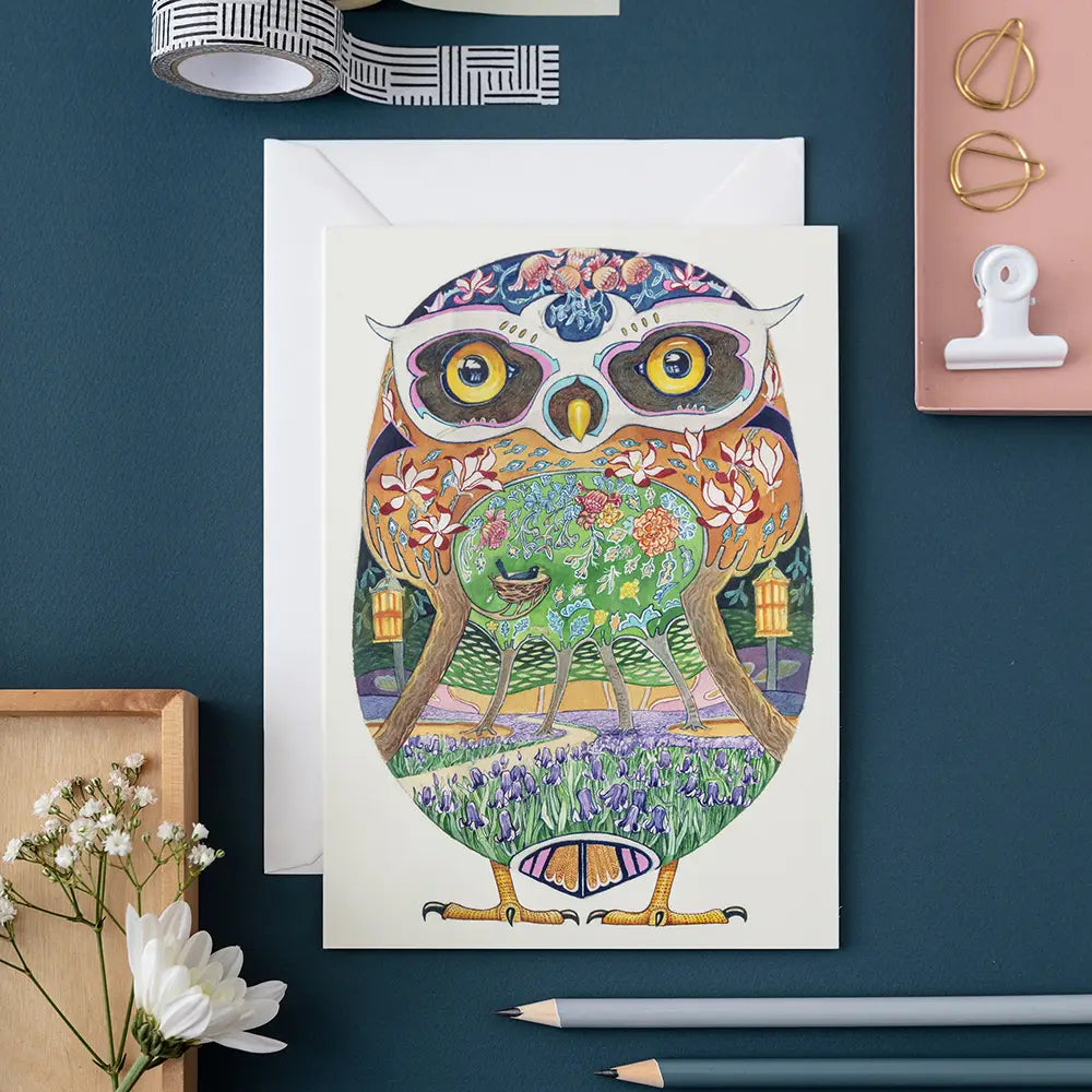 The DM Collection Owl in the Forest Greetings Card & Envelope