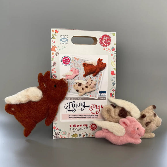 The Crafty Kit Company Flying Pigs Needle Felting Craft Kit