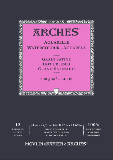 arches cotton water colour paper hot pressed smooth artists paper