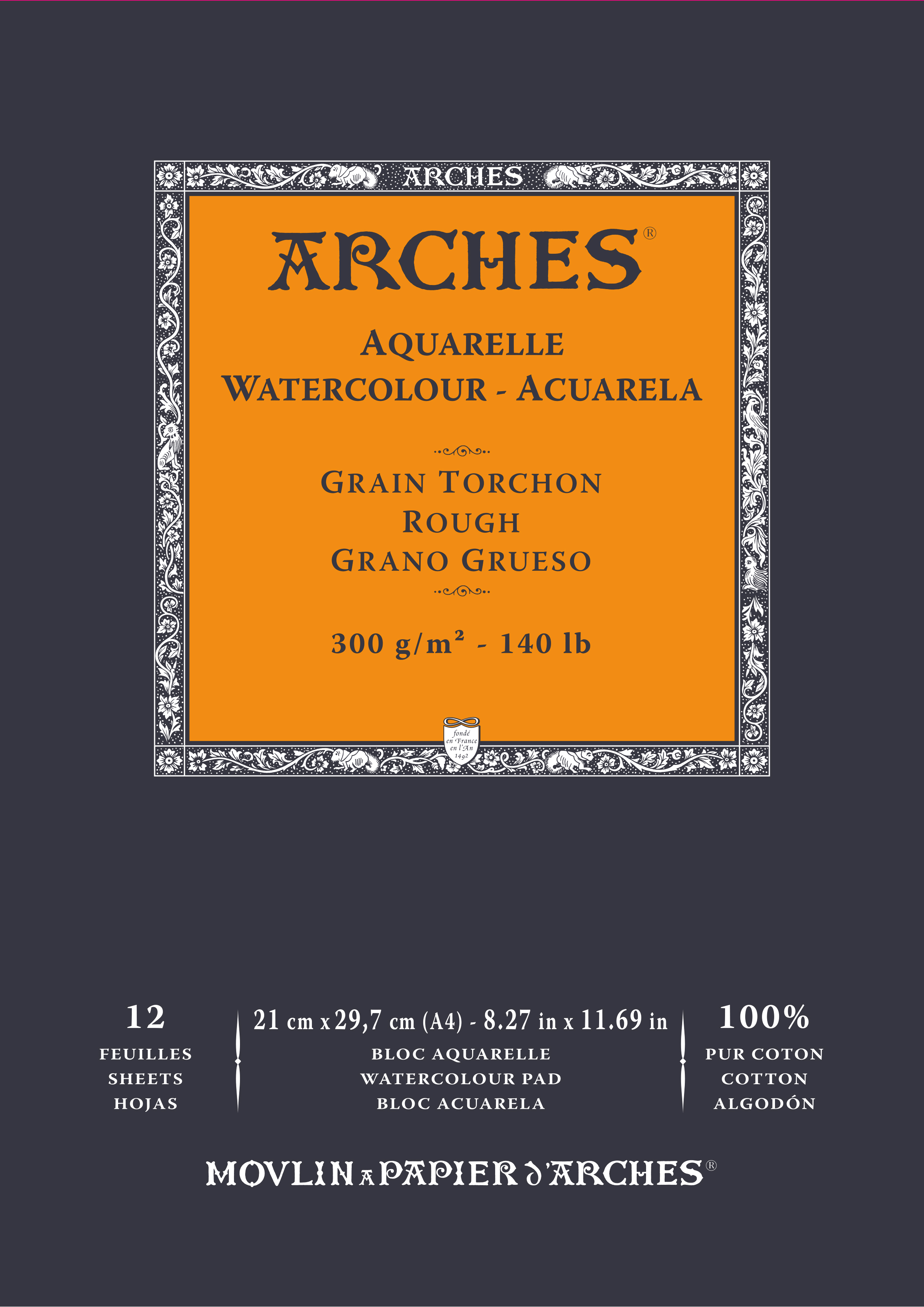 Arches 100% Cotton 300 gsm Watercolour Paper Rough x 12 sheets A4 - 21 x 29.7 cm