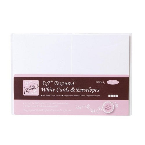 Anitas textured white card pack of twenty and envelopes