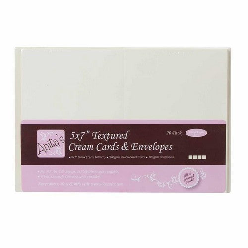 docrafts Anita's Textured Cards & Envelopes pack 5 x 7 inches x 20 - Cream