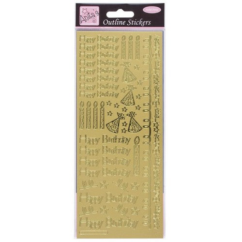 Peel Off Sticker Sheet Happy Birthday Gold