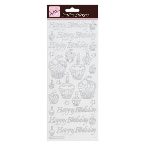 Peel Off Sticker Sheet Happy Birthday Cupcake