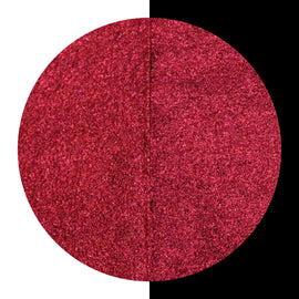 Red glittery texture swatch on a white and black background