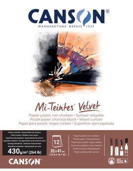 Canson Mi Teintes Velvet black charcoal pastel pad
