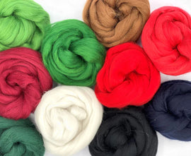 Merino Fine Felting Wool Mixed Pack 250g - Christmas