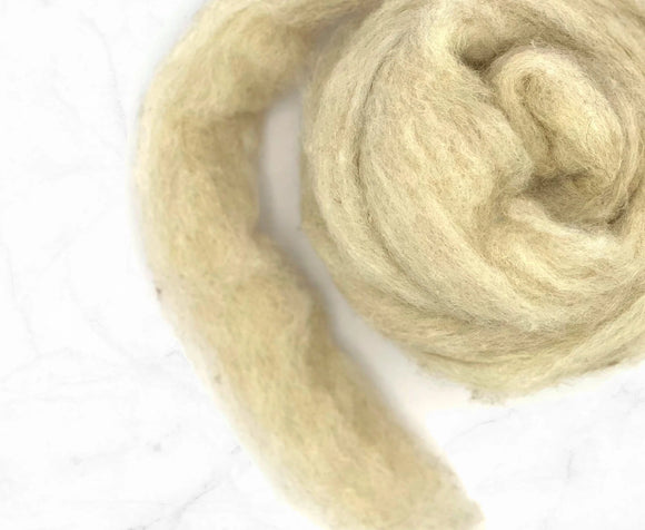 Carded Corriedale Wool Sliver Colour Fawn