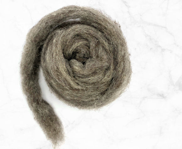 Carded Corriedale Wool Colour Grey 50g e