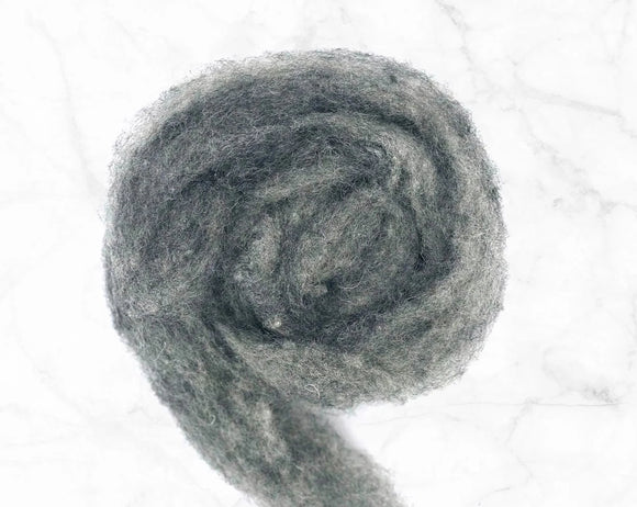 Carded Cheviot Wool Sliver Colour Light Grey