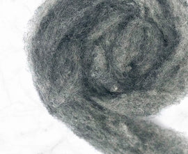 Carded Cheviot British Wool Sliver Colour Blended Grey 50g e - 0