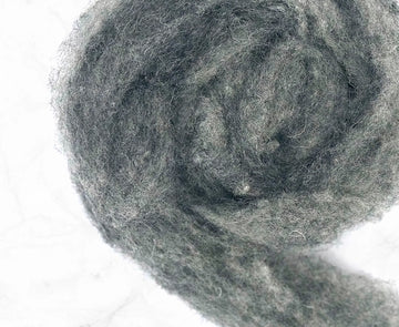 Carded Cheviot British Wool Sliver Colour Blended Grey 50g e - 0