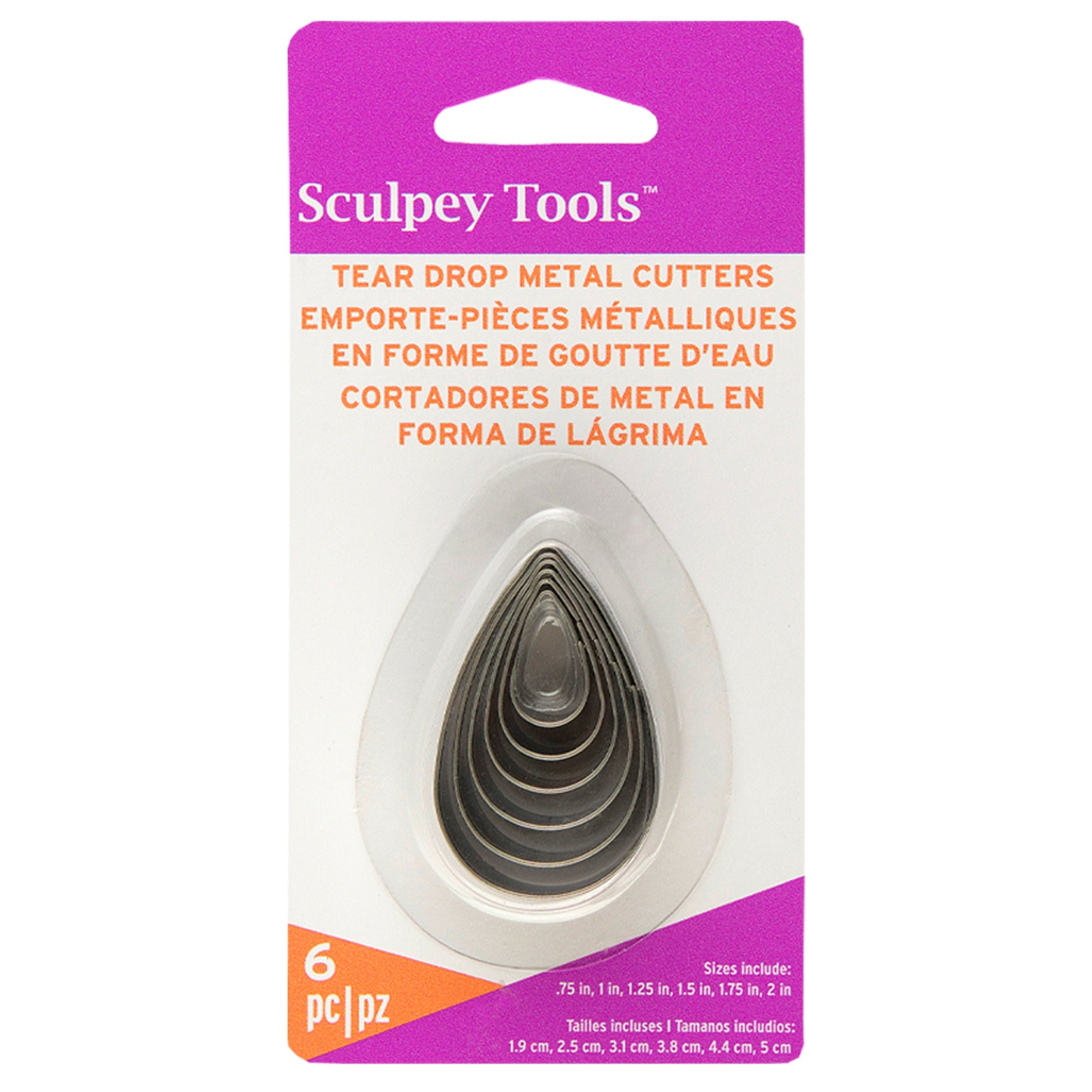 Sculpey metal shape cutters Graduated Tear Drop x 6