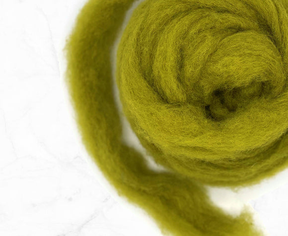 Sage green carded sliver wool corriedale