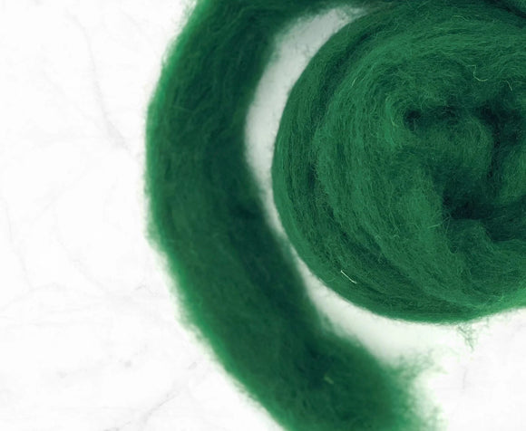 Carded Corriedale Wool Sliver Colour Forest Green