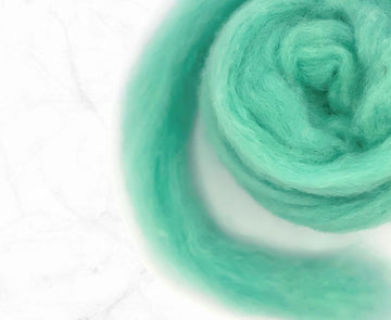 Carded Corriedale Wool Sliver Colour Aqua Blue Green