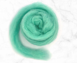 Carded Corriedale Wool Sliver Colour Aqua Blue Green